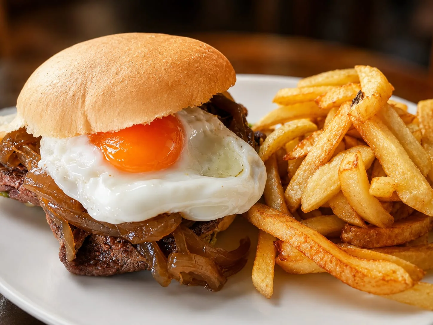 Sándwich a lo pobre con huevo frito y papas fritas